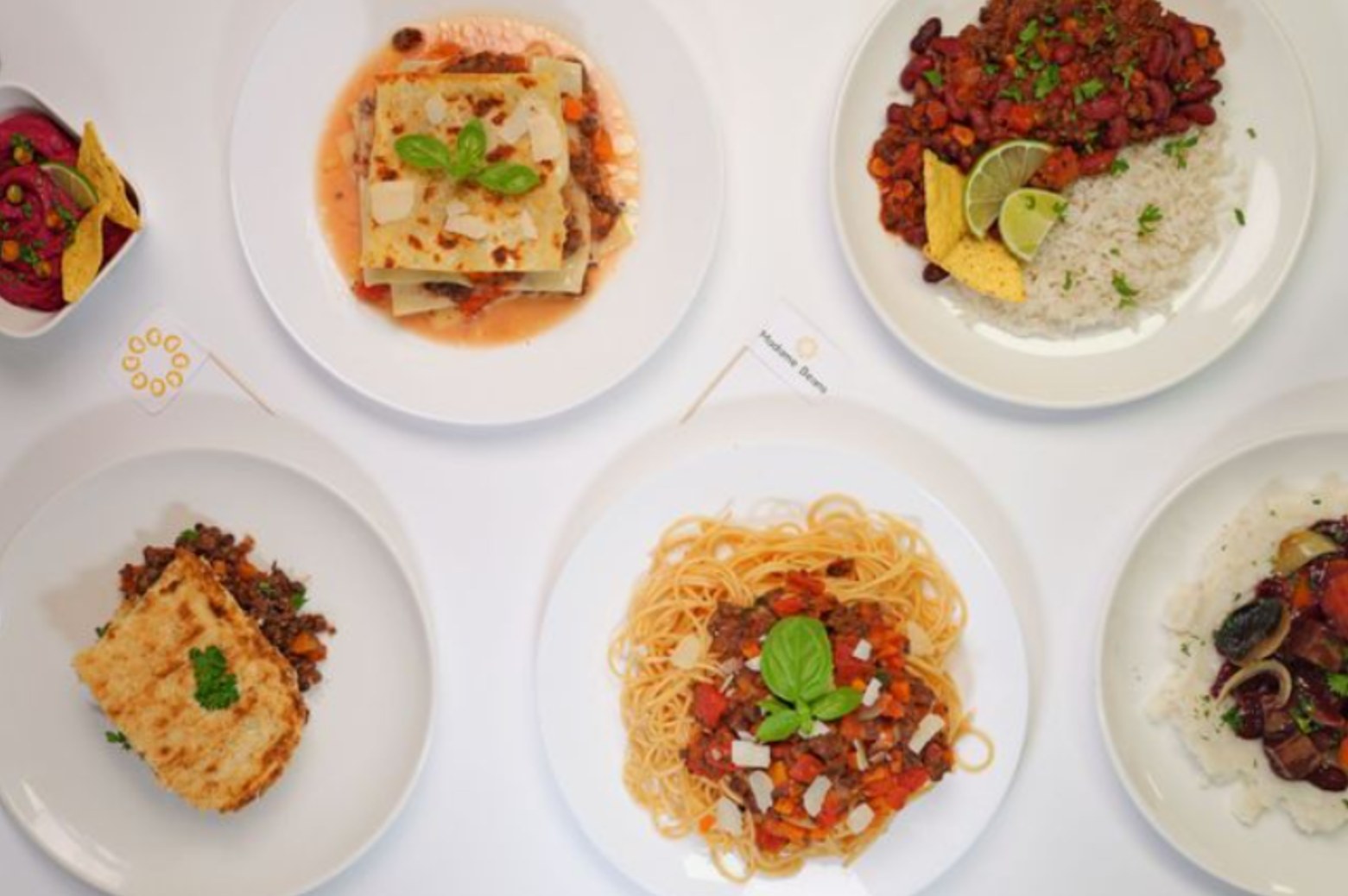 Assiettes de recettes Madame Beans vues de dessus